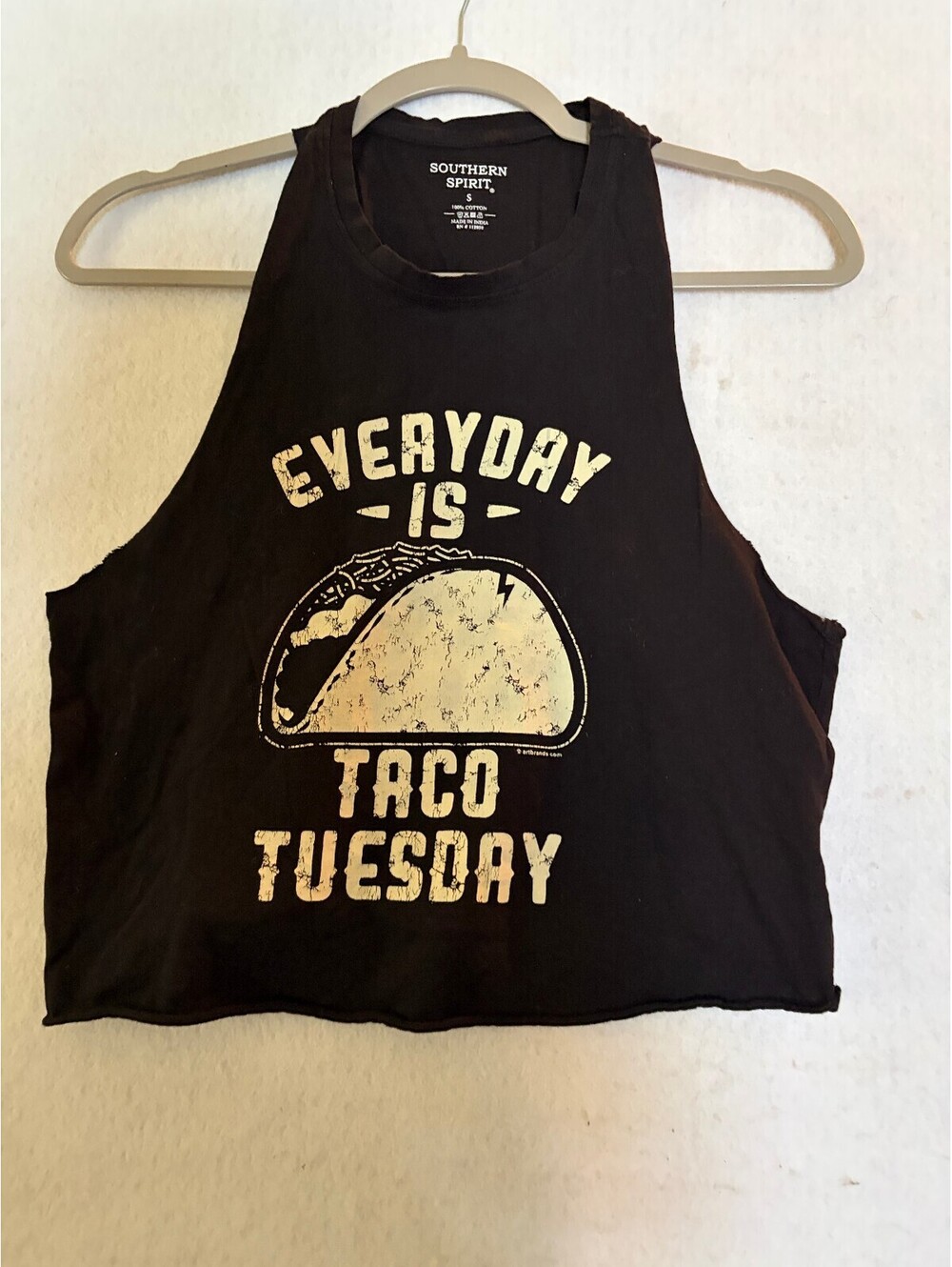 Southern Spirit Black Crop Tank Top Everyday Is Taco Tuesday
